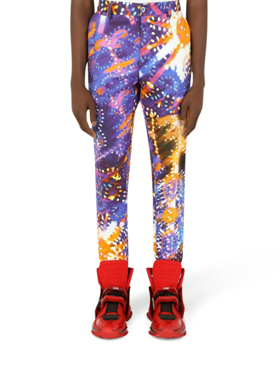 Shop Dolce & Gabbana Tailored Trousers With Print In Multicolour