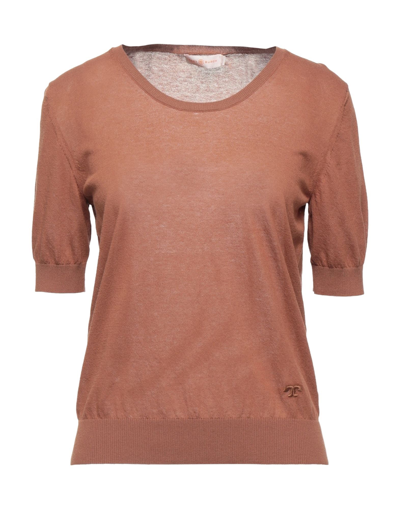 Shop Tory Burch Woman Sweater Brown Size Xs Cotton, Nylon