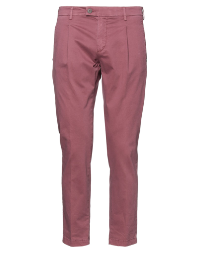 Shop Gabardine Man Pants Mauve Size 35 Cotton, Elastane In Purple