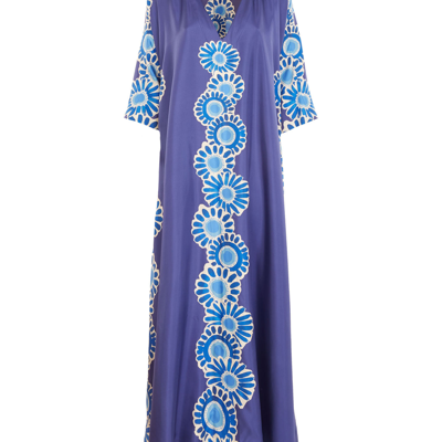 Shop La Doublej Muumuu Dress (placée) (matches Excl) In Daisy Placée Blue
