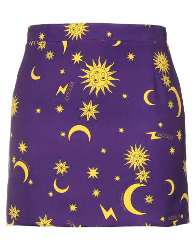 Shop Vicolo Woman Mini Skirt Dark Purple Size L Polyester, Elastane
