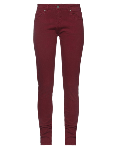 Shop Frankie Morello Woman Jeans Burgundy Size 25 Cotton, Elastane In Red