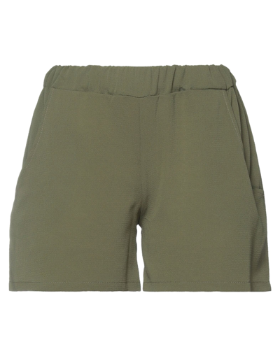 Shop Fracomina Woman Shorts & Bermuda Shorts Military Green Size L Polyester, Elastane