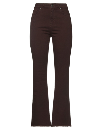 Shop Federica Tosi Woman Denim Pants Brown Size 29 Cotton, Elastane