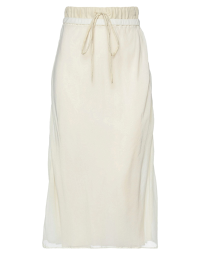 Shop Alysi Woman Midi Skirt Ivory Size 6 Cotton, Silk In White