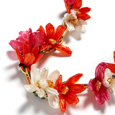 Shop La Doublej Flora Necklace In Multicolor Rosa/arancio/bianco