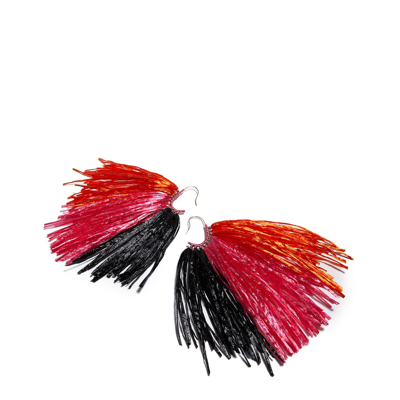 Shop La Doublej Fringe Earrings In Multicolor Rosa/arancio/nero