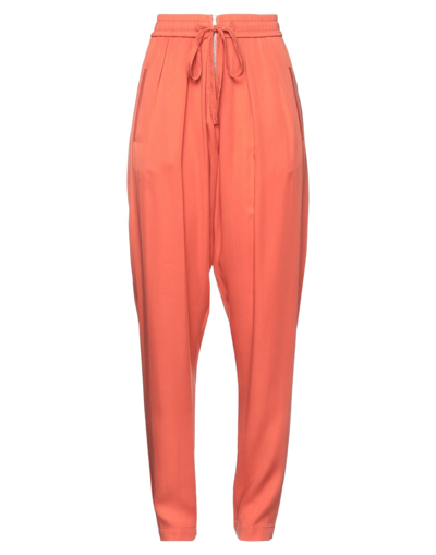 Shop Crea Concept Woman Pants Coral Size 8 Tencel In Red