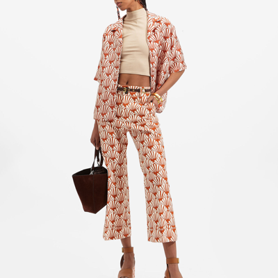 La Doublej Hendrix Ventaglio-print Flared Trousers In Ventaglio