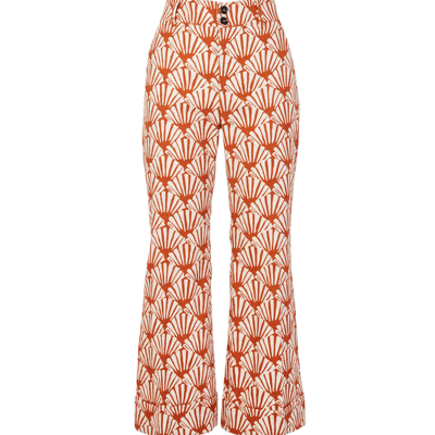 La Doublej Hendrix Ventaglio-print Flared Trousers In Ventaglio