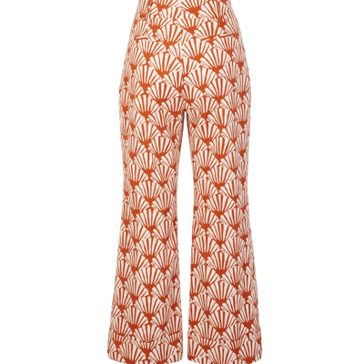 La Doublej Hendrix Ventaglio-print Flared Trousers In Ventaglio