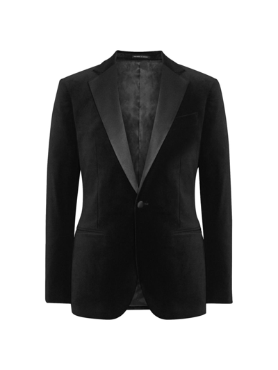 Shop Reiss Men's Cotton-blend Single-button Blazer In Ace Black