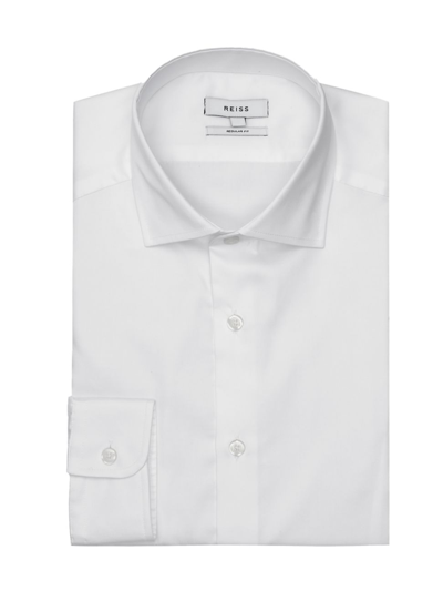 Shop Reiss Men's Marcel Button-up Long-sleeve Shirt In Marcel White