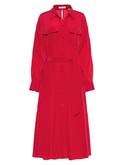 Shop Equipment Women's Haelee Silk Shirtdress In Tango Red