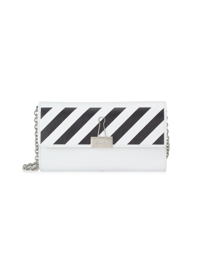 Shop Off-white Women's Binder Leather Wallet-on-chain In White Black