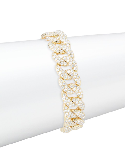 Shop Saks Fifth Avenue Women's 14k Yellow Gold &8.33 Tcw Diamond Curb-chain Bracelet