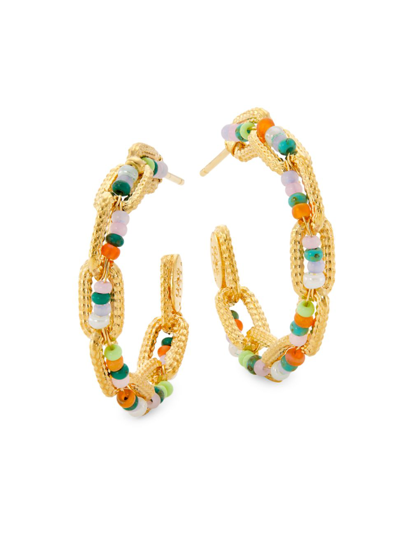 Shop Gas Bijoux Women's Mako 24k-gold-plated & Rocaille Beads Hoop Earrings