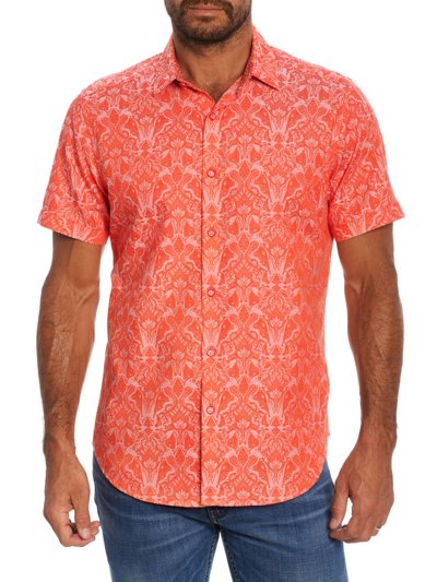 Shop Robert Graham Men's Highland Damask Woven Shirt In Coral