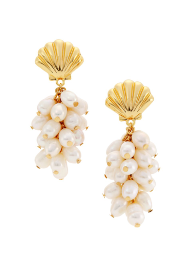 Shop Kenneth Jay Lane Women's Gold-plate & Pearl Cluster Drop Earrings