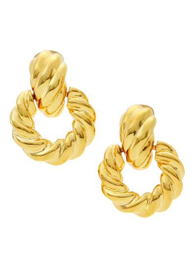 Shop Kenneth Jay Lane Women's 22k Gold-plated Twisted Doorknocker Earrings