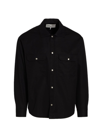 Shop Frame Men's Front-snap Overshirt In Noir