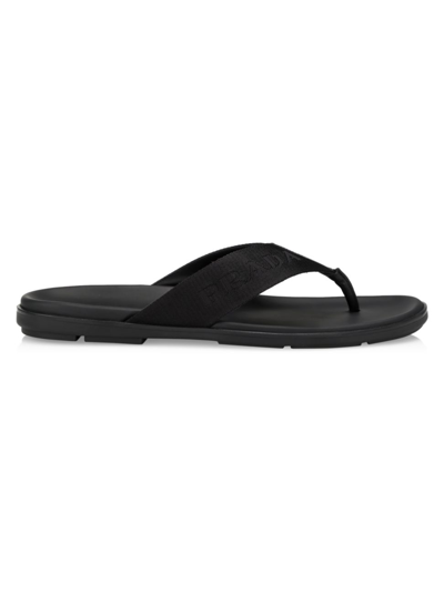 Shop Prada Men's Nastro Thong Sandals In Nero