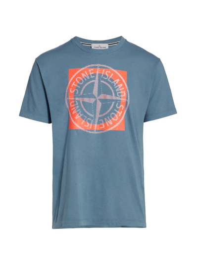 Shop Stone Island Short-sleeve Logo T-shirt In Mid Blue