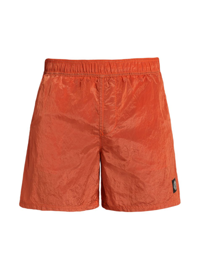 Shop Stone Island Nylon Swim Shorts In Orange