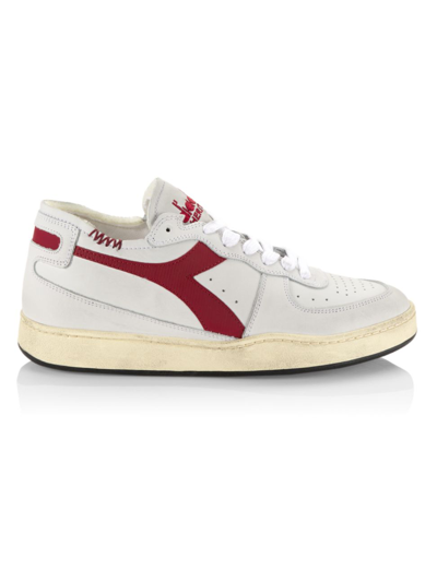 Shop Diadora Men's Mi Basket Low Row Cut Sneakers In White Garnet