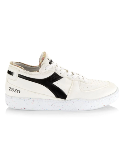 Shop Diadora Men's Mi Basket Row Cut 2030 Sneakers In White Black