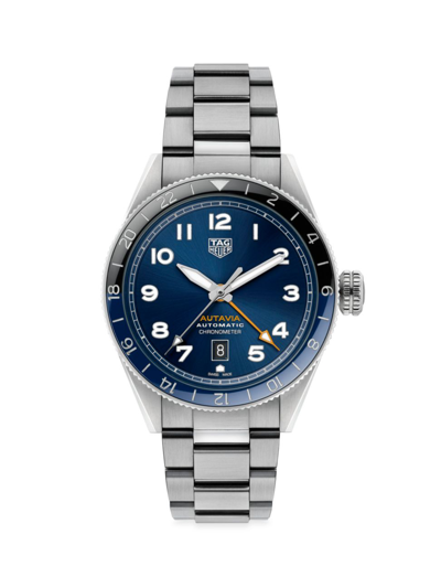 Shop Tag Heuer Autavia Stainless Steel Bracelet Watch In Sapphire