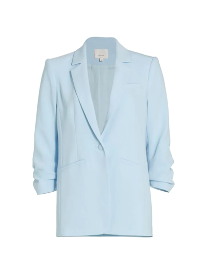Shop Cinq À Sept Women's Khloe Crepe Ruched Blazer In Dream Blue