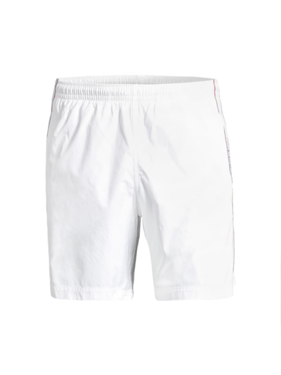 Shop Alexander Mcqueen Men's Selvedge Logo Swim Shorts In White