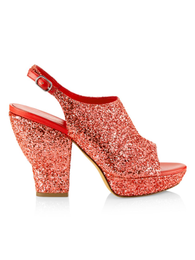Shop 3.1 Phillip Lim / フィリップ リム Women's Salma Glitter Platform Leather Sandals In Coral
