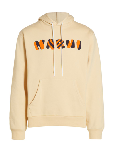 Shop Marni Men's Logo-print Hooded Sweatshirt In Ivory