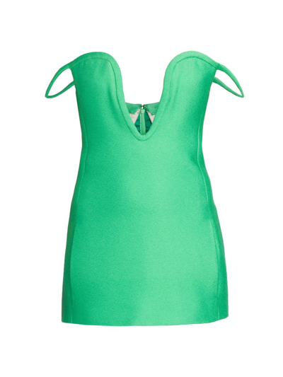 Shop Valentino Plunge Off-the-shoulder Minidress In Applegreen