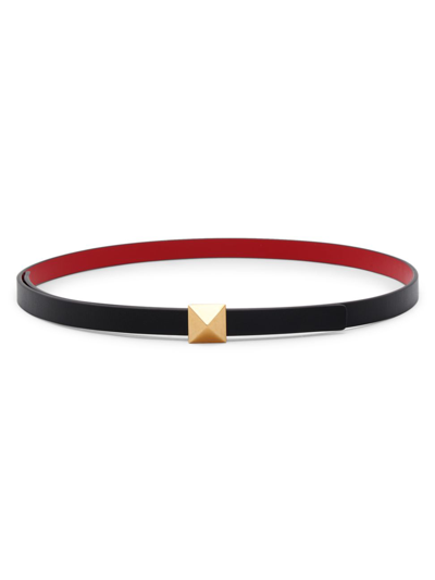 Shop Valentino Women's Reversible Rockstud Leather Belt In Black Red