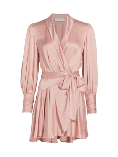 Shop Zimmermann Silk Wrap Minidress In Blush