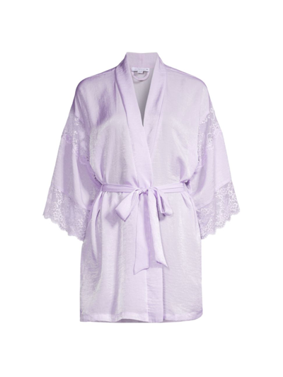 Shop In Bloom Women's Violet Lace Detail Wrap Robe In Hushed Lilac