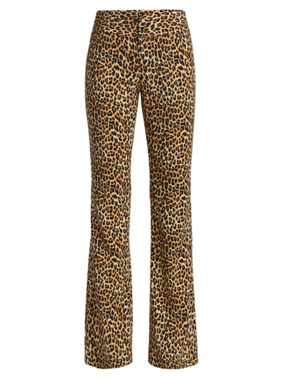 Shop Alice And Olivia Women's Olivia Leopard Low-rise Stretch Bootcut Pants In Spotted Leopard Dark Tan