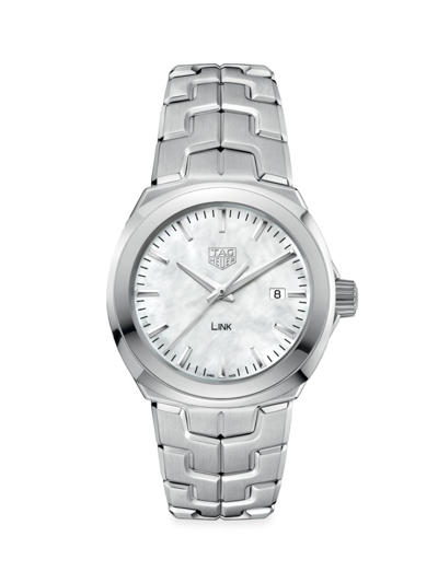 Shop Tag Heuer Women's Link Stainless Steel Bracelet Watch In Sapphire