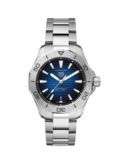Shop Tag Heuer Women's Aquaracer Stainless Steel, Mother-of-pearl & Diamond Sunray Watch In Sapphire