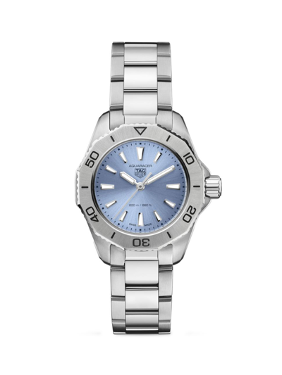 Shop Tag Heuer Women's Aquaracer Stainless Steel Bracelet Watch In Sapphire
