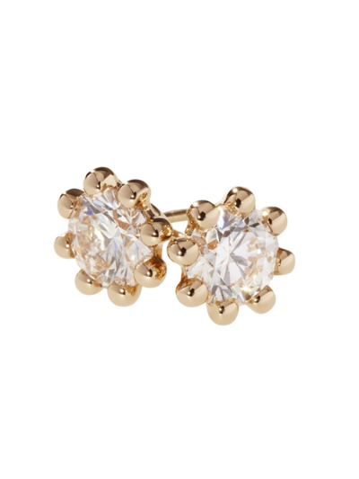 Shop Oscar Massin Women's Beaded 18k Yellow Gold & Latitude Lab-grown Diamond Small Stud Earrings