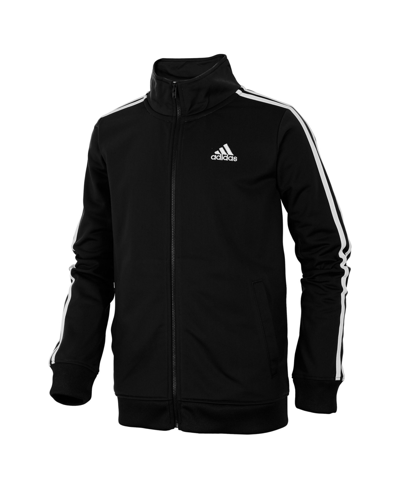 Shop Adidas Originals Big Boys Plus Size Zip Front Iconic Tricot Jacket In Black
