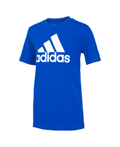 Shop Adidas Originals Big Boys Plus Size Short Sleeve Aeroready Performance Logo T-shirt In Bright Blue