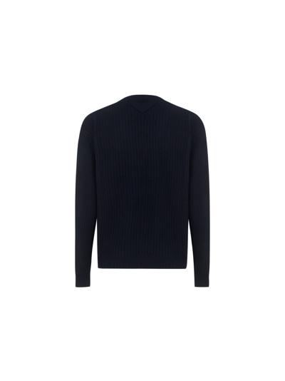 Shop Prada Men's Blue Other Materials Sweater