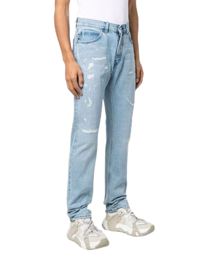 Shop Versace Men's Light Blue Cotton Jeans