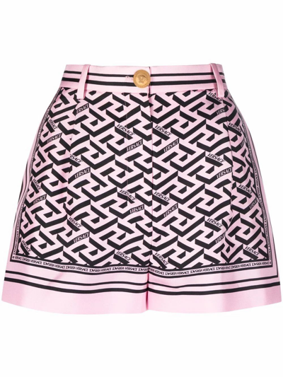 Shop Versace Women's Pink Silk Shorts