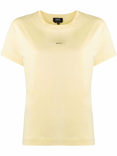 Shop Apc A.p.c. Women's Yellow Cotton T-shirt